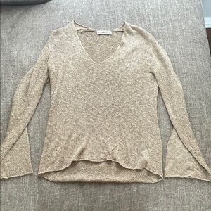 Zara Knit Women Size M Beige V-Neck Sweater